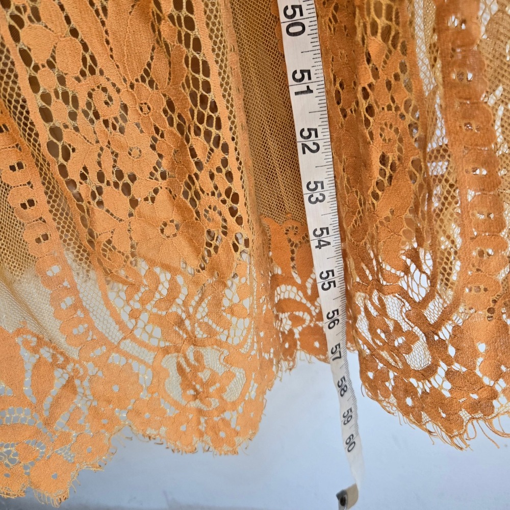 Baltic Born XL Maxi Dress Women Gold Excellent Lace Overlay Flutter Sleeve Boho - Picture 7 of 9